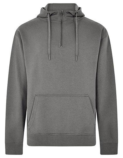 Regular Fit 1/4 Zip Hoodie in Dark Grey, Größe 3XL