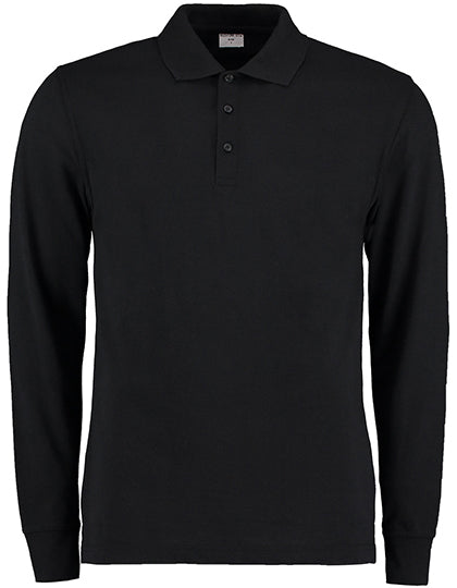 Men´s Classic Fit Long Sleeve Polo Shirt in Black, Größe XXL