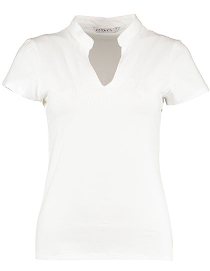 Women`s Regular Fit Mandarin Collar Top in White, Größe 3XL/4XL (20-22)