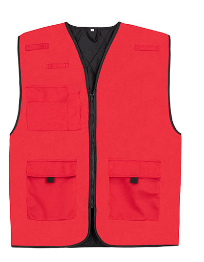 Padded Multifunctional Work Vest Kiel CO² Neutral in Red, Größe 7XL