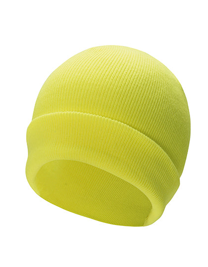 Premium Knitted Beanie Strasbourg in Signal Yellow, Größe 19 x 20 cm