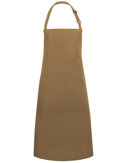 Latzschürze Basic mit Tasche und Schnalle in Camel (ca. Pantone 7504C), Größe 75 x 90 cm