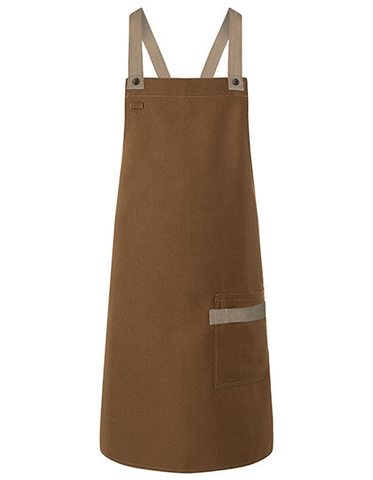 Latzschürze Urban-Look mit Kreuzbändern und Tasche in Cinnamon (ca. Pantone 2321C), Größe 70 x 85 cm