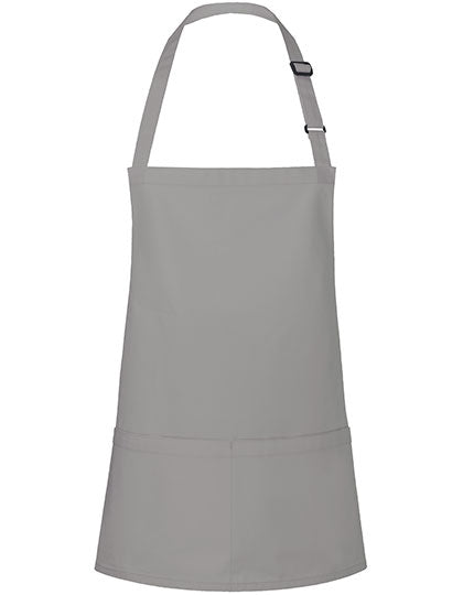 Kurze Latzschürze Basic mit Schnalle und Tasche in Basalt Grey (ca. Pantone 4276C), Größe 75 x 60 cm
