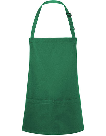 Kurze Latzschürze Basic mit Schnalle und Tasche in Forest Green (ca. Pantone 554C), Größe 75 x 60 cm
