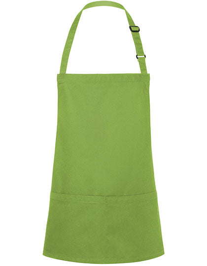 Kurze Latzschürze Basic mit Schnalle und Tasche in Lime (ca. Pantone 4212C), Größe 75 x 60 cm