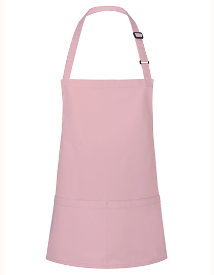 Kurze Latzschürze Basic mit Schnalle und Tasche in Rose (ca. Pantone 4065C), Größe 75 x 60 cm