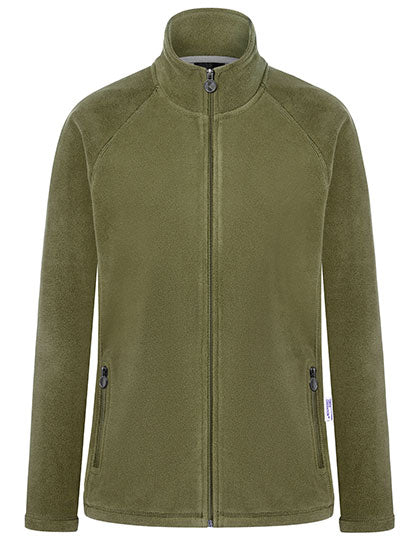 Damen Workwear Fleecejacke Warm-Up in Moss Green (ca. Pantone 7764C), Größe 3XL