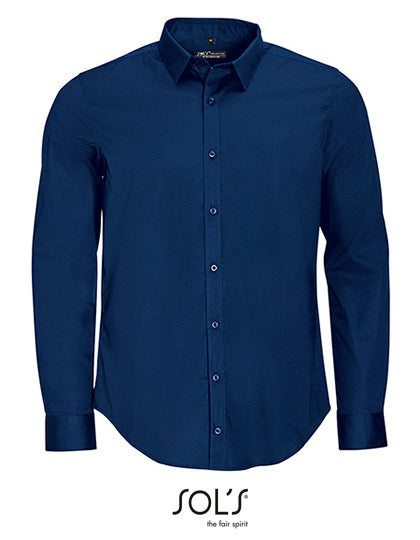 Men´s Long Sleeve Stretch Shirt Blake in Dark Blue, Größe 4XL