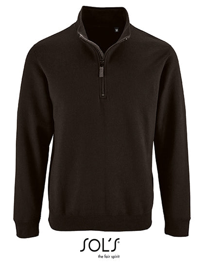 Men´s Zip High Collar Sweatshirt Stan in Black, Größe 3XL
