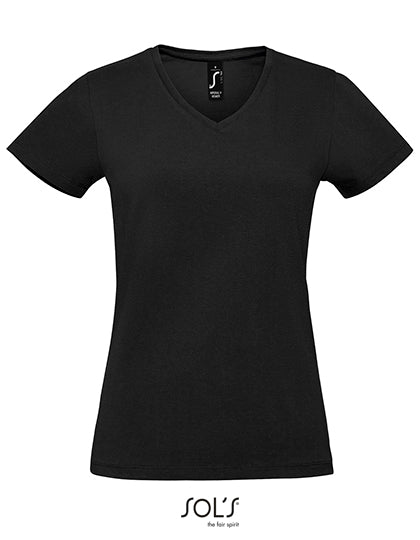 Women´s Imperial V-Neck T-Shirt in Deep Black, Größe XXL
