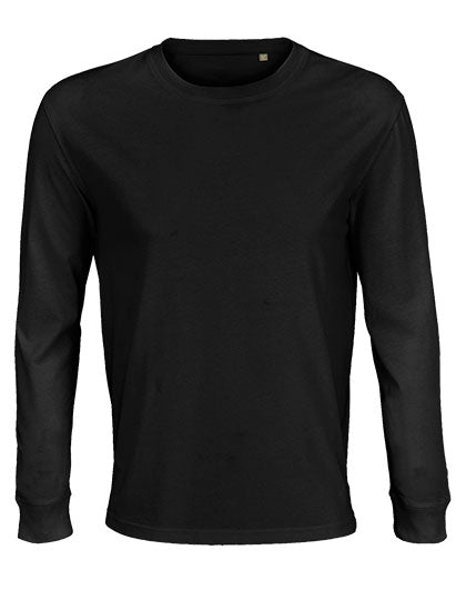 Unisex Long Sleeve T-Shirt Pioneer in Deep Black, Größe 4XL
