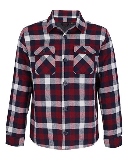 Unisex Checkered Overshirt Noah in Medium Burgundy, Größe 3 (3XL/4XL)