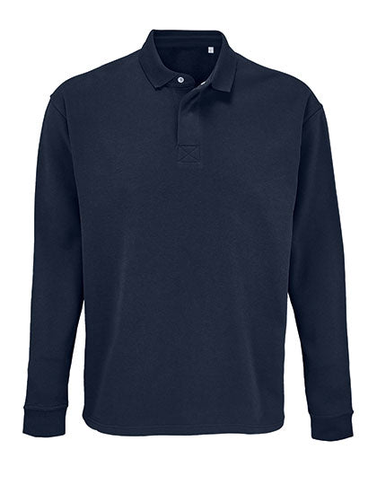Unisex Polo Collar Sweatshirt Heritage in French Navy, Größe 5XL