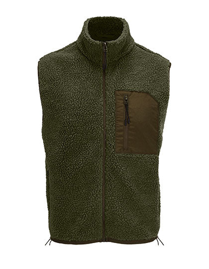 Unisex Sherpa Bodywarmer Fury in Army, Größe 3XL