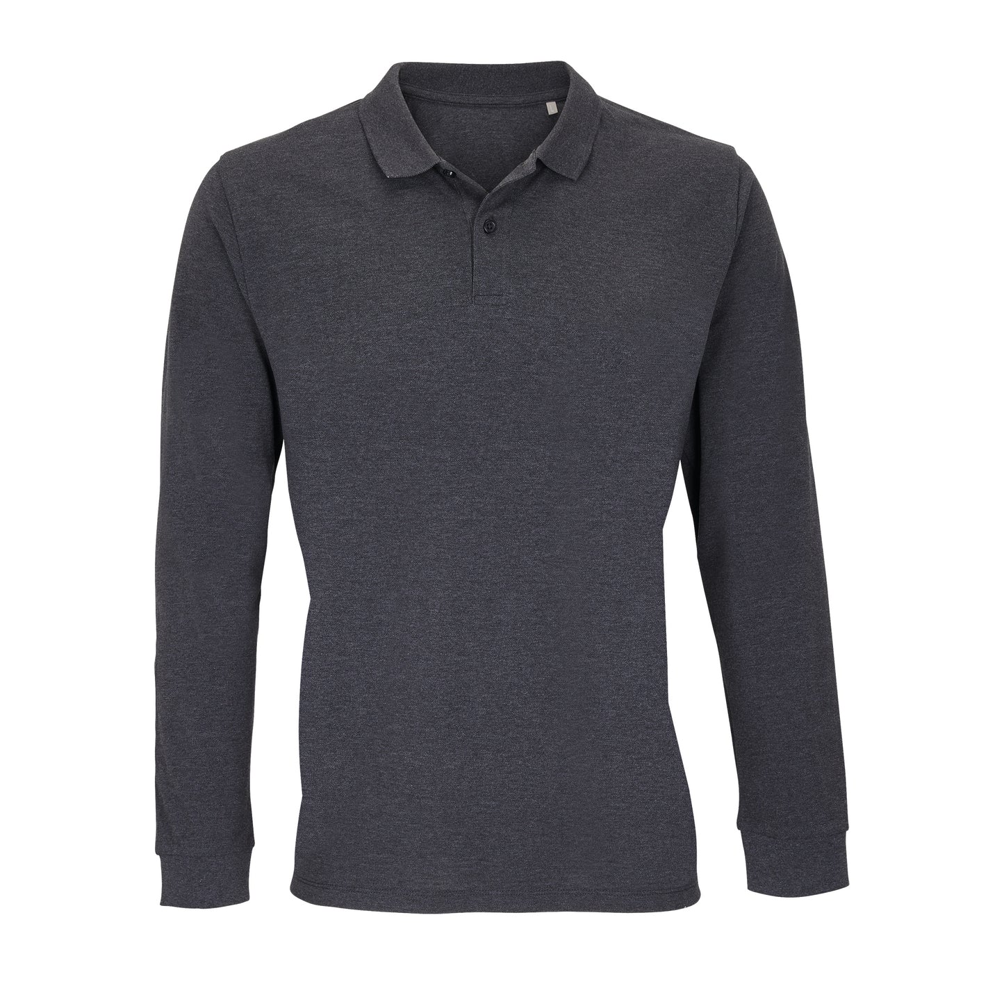 Unisex Long Sleeve Polo Shirt Planet in Charcoal Melange, Größe 5XL