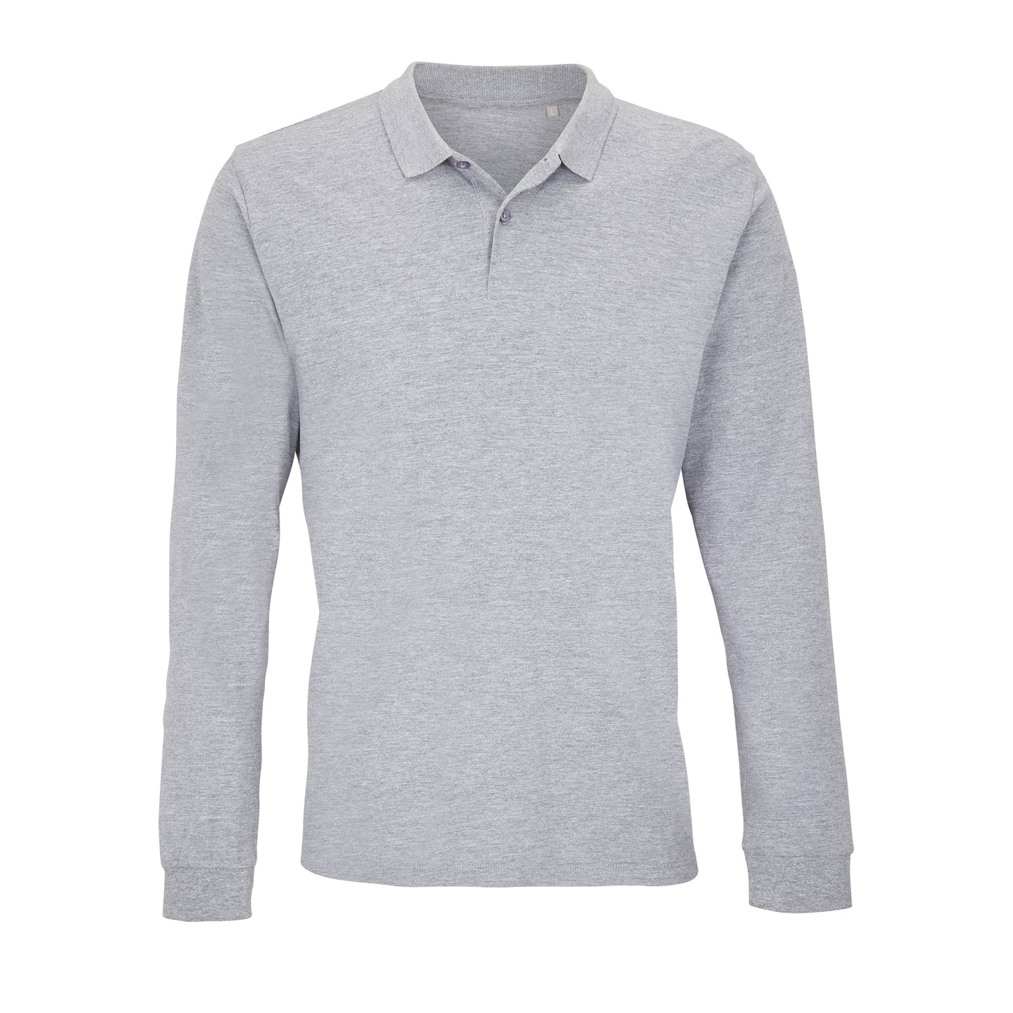 Unisex Long Sleeve Polo Shirt Planet in Grey Melange, Größe 5XL
