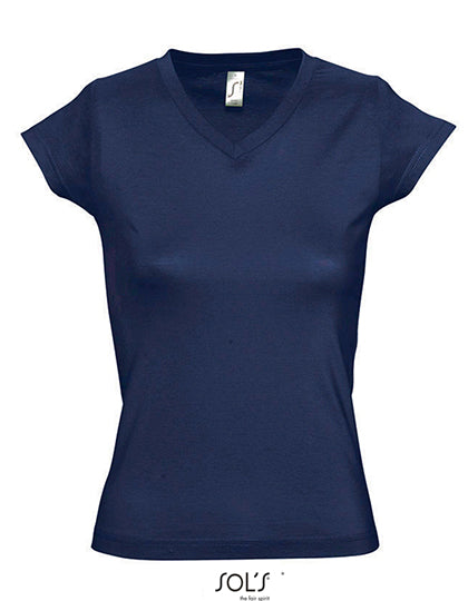 Women´s V-Neck-T-Shirt Moon in French Navy, Größe 3XL