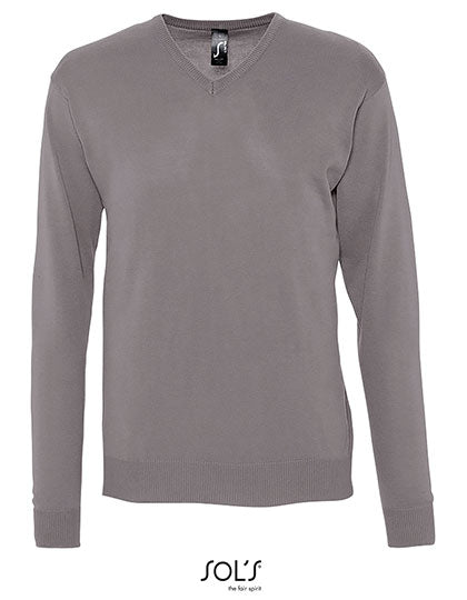 Men´s V-Neck Sweater Galaxy in Medium Grey (Solid), Größe 3XL