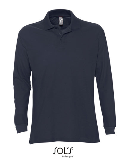Long Sleeve Polo Star in Navy, Größe XXL