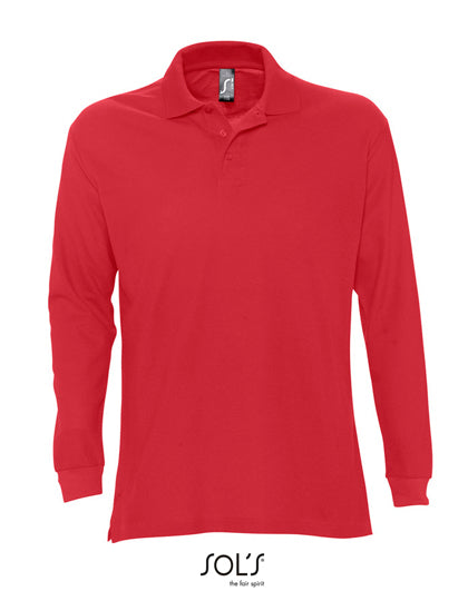 Long Sleeve Polo Star in Red, Größe XXL