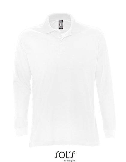 Long Sleeve Polo Star in White, Größe XXL