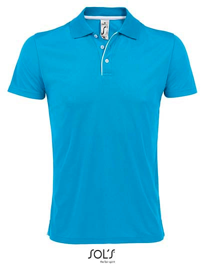 Men´s Sports Polo Shirt Performer in Aqua, Größe 3XL