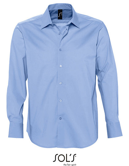 Men´s Stretch-Shirt Brighton Long Sleeve in Bright Sky, Größe 5XL