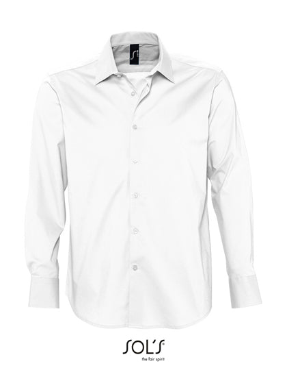 Men´s Stretch-Shirt Brighton Long Sleeve in White, Größe 5XL
