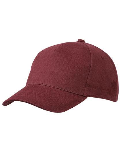 5 Panel Cap Heavy Cotton in Burgundy, Größe One Size