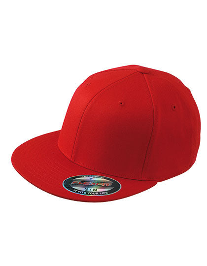6 Panel Flexfit® Flat Peak Cap in Red, Größe L/XL (58/59 cm)