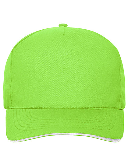 5 Panel Sandwich Cap Bio Cotton in Lime Green, Größe One Size