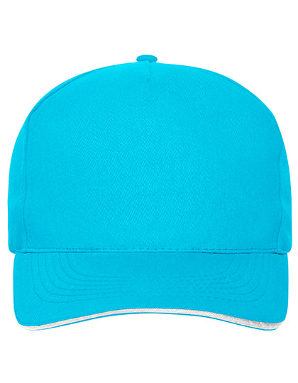 5 Panel Sandwich Cap Bio Cotton in Turquoise, Größe One Size