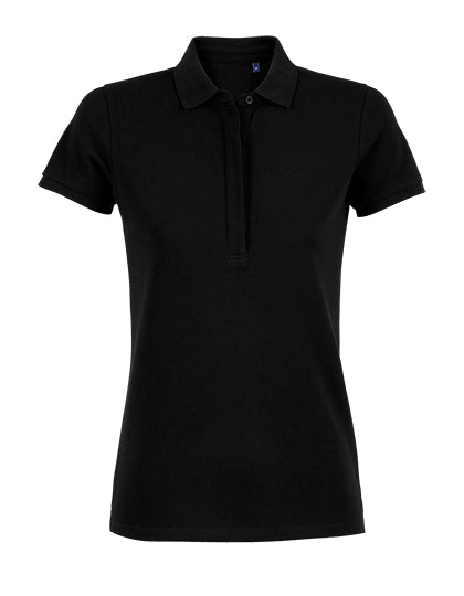 Women´s Piqué Polo Shirt Owen in Deep Black, Größe 3XL