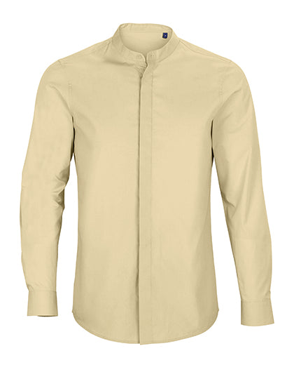 Men´s Mao Collar Shirt Bart in Beige, Größe 5XL