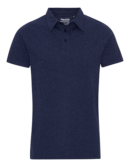 Recycled Cotton Polo in Navy Melange, Größe 3XL