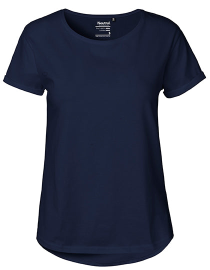 Ladies´ Roll Up Sleeve T-Shirt in Navy, Größe XXL