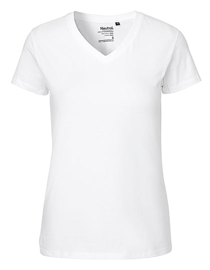 Ladies´ V-Neck T-Shirt in White, Größe XS