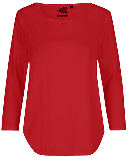 Ladies´ Three Quarter Sleeve T-Shirt in Red, Größe XXL
