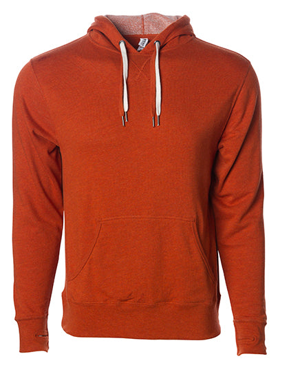 Unisex Midweight French Terry Hooded Pullover in Burnt Orange Heather, Größe XXL