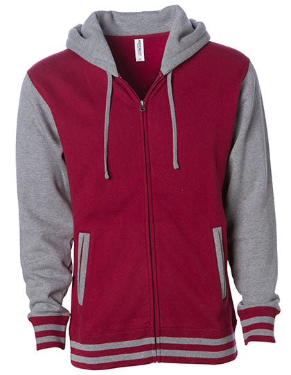 Unisex Heavyweight Varsity Zip Hood in Cardinal, Größe 3XL