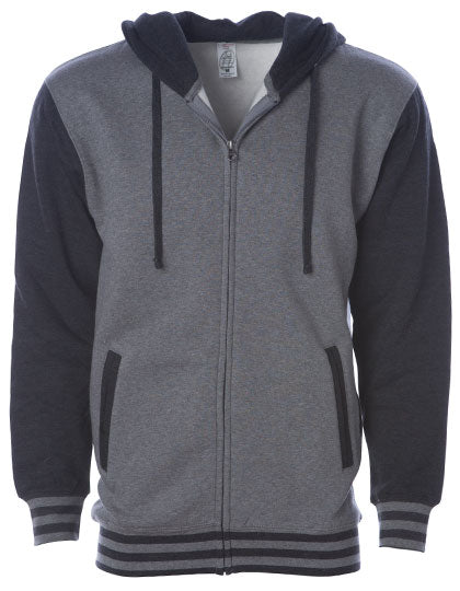 Unisex Heavyweight Varsity Zip Hood in Gunmetal Heather, Größe 3XL