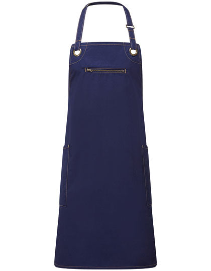 'Barley' Contrast Stitch Sustainable Bib Apron in Navy (ca. Pantone 533C), Größe 86 x 72 cm