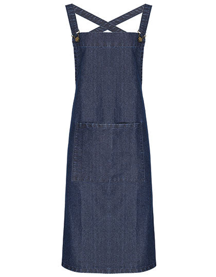 Cross Back Barista Bib Apron in Indigo Denim (ca. Pantone 2767C), Größe 72 x 86 cm