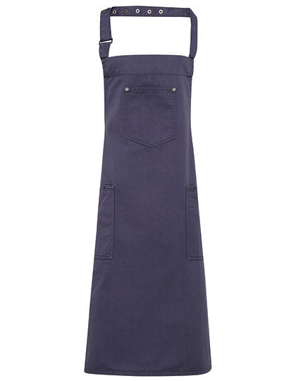 Cotton Chino Bib Apron in Steel (ca. Pantone Cool Grey 11C), Größe 72 x 86 cm