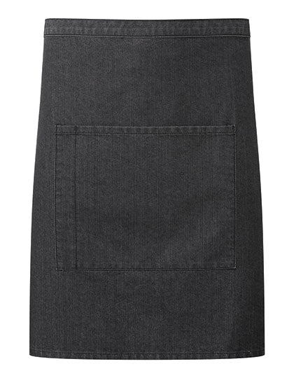 Colours Mid Length Apron with Pocket in Black Denim (ca. Pantone 426C), Größe 70 x 50 cm