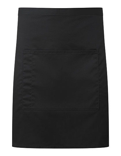 Colours Mid Length Apron with Pocket in Black (ca. Pantone Black C), Größe 70 x 50 cm