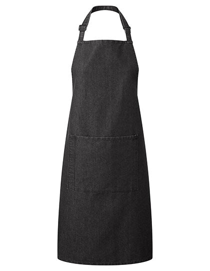 Colours Collection Bib Apron With Pocket in Black Denim (ca. Pantone 532C), Größe 72 x 86 cm
