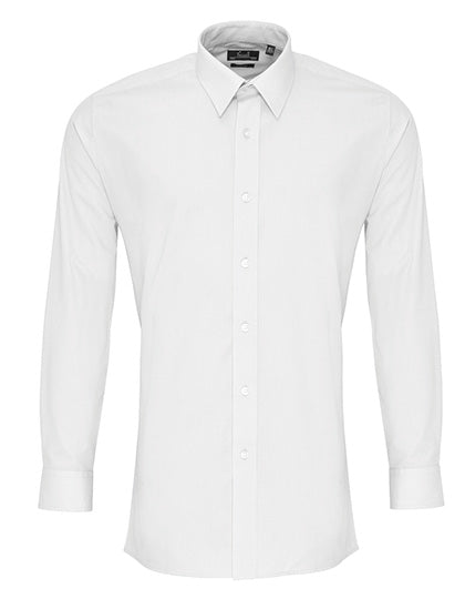 Men´s Long Sleeve Fitted Poplin Shirt in White, Größe 44,5 (17H)