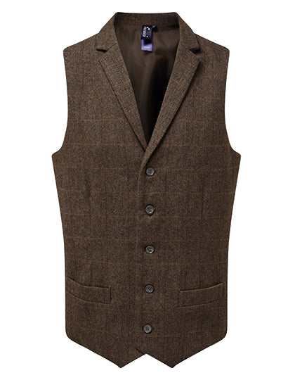 Men´s Herringbone Waistcoat in Brown Check (ca. Pantone 7519C), Größe XXL